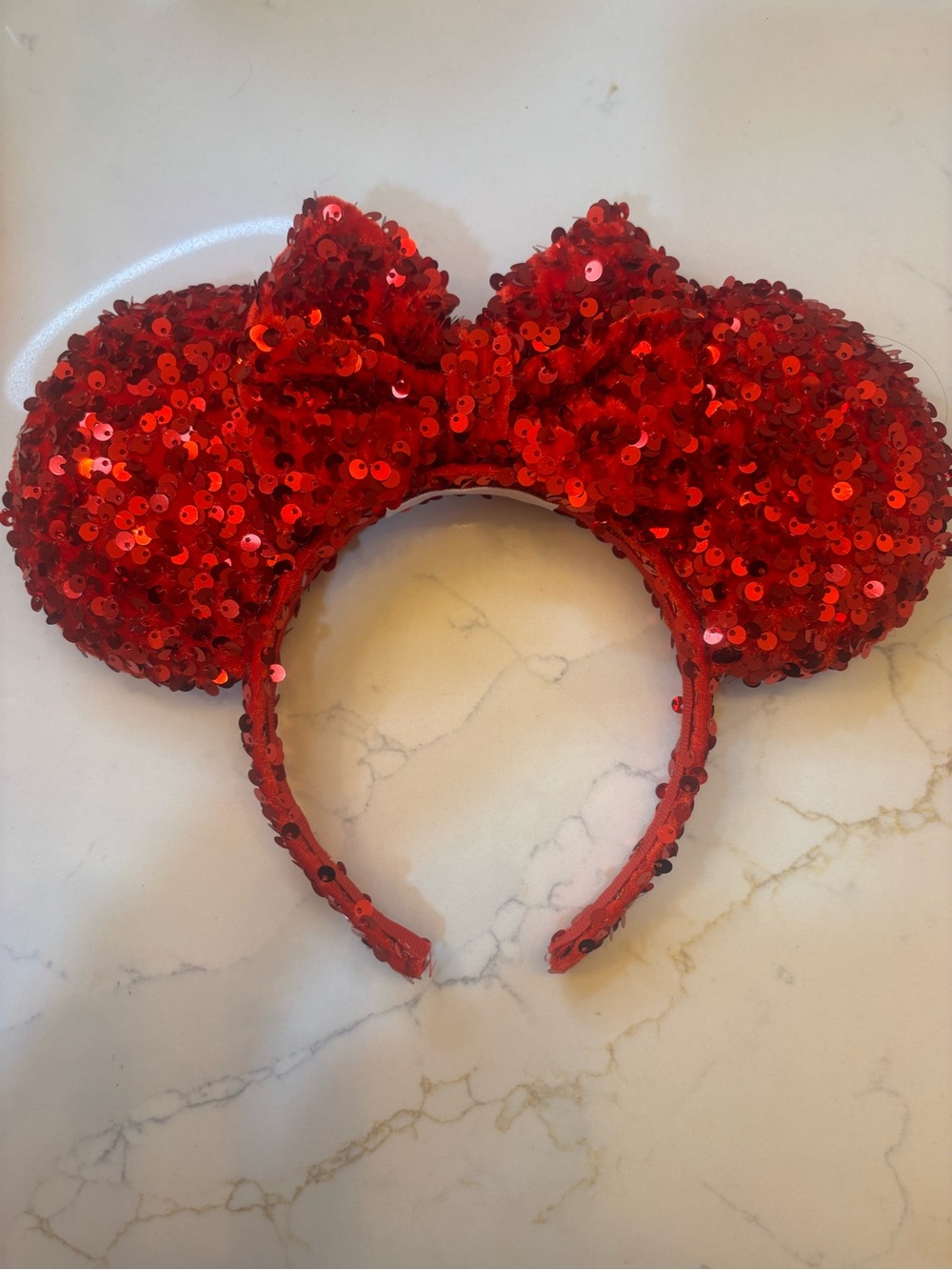Sequin Minnie Ear Headband in Sparkling Red